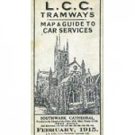 London County Council Tramways, map and guide to car services, February 1915